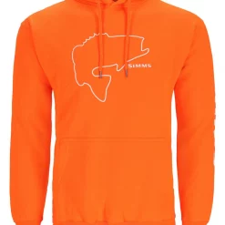Fishing Hoody Simms Bass Outline Neon Orange