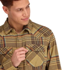 Fishing Shirt Simms Santee Flannel Camel & Navy & Clay Neo Plaid -Shirts & T-Shirts Shop fishing shirt simms santee flannel camel navy clay neo plaid.2