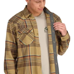 Fishing Shirt Simms Santee Flannel Camel & Navy & Clay Neo Plaid -Shirts & T-Shirts Shop fishing shirt simms santee flannel camel navy clay neo plaid.5