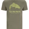T-Shirt Simms Wood Trout Fill Military Heather Neon