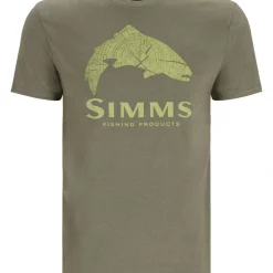 T-Shirt Simms Wood Trout Fill Military Heather Neon