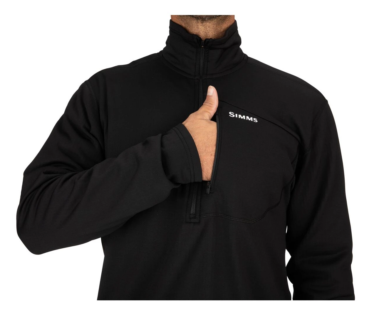 Thermal 1/4 Zip Top Simms Black 2 Thermal 1/4 Zip Top Simms Black - Image 2