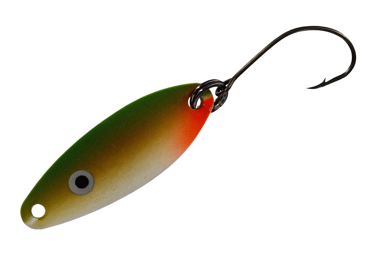 Kinetic Fishing Trout Spoon Kinetic Micro Boss Green & Pearl Flesh Mate 1 Kinetic Fishing Trout Spoon Kinetic Micro Boss Green & Pearl Flesh Mate
