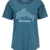 Women's T-Shirt Simms Floral Trout Steel Blue Heather