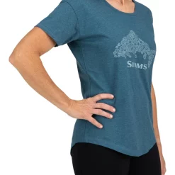 Women's T-Shirt Simms Floral Trout Steel Blue Heather -Shirts & T-Shirts Shop women s t shirt simms floral trout steel blue heather.3